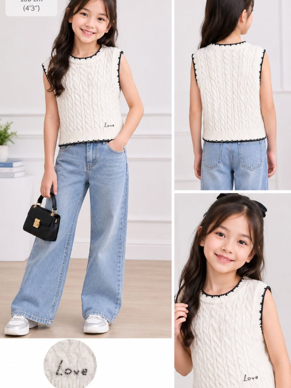 Zara Kids Cable Knit Sleevesless Vest Girls Size 9-10 - Picture 3 of 5
